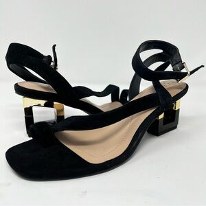 Alfani Black Heels with Gold Block Accents